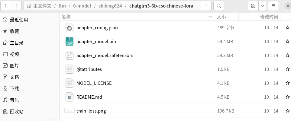 shibing624/chatglm3-6b-csc-chinese-lora 本地目录