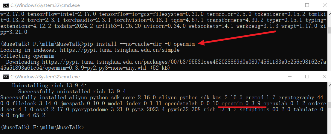 MuseTalk 项目，安装 openmim
