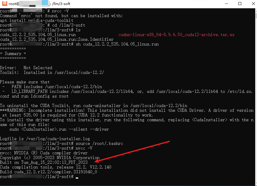 cuda_12.2.2_535.104.05_linux.run 安装完成并检测